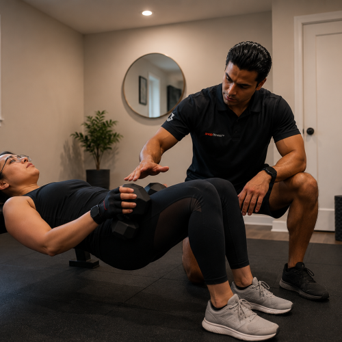 Strength training at home with a personal trainer in Dubai Marina